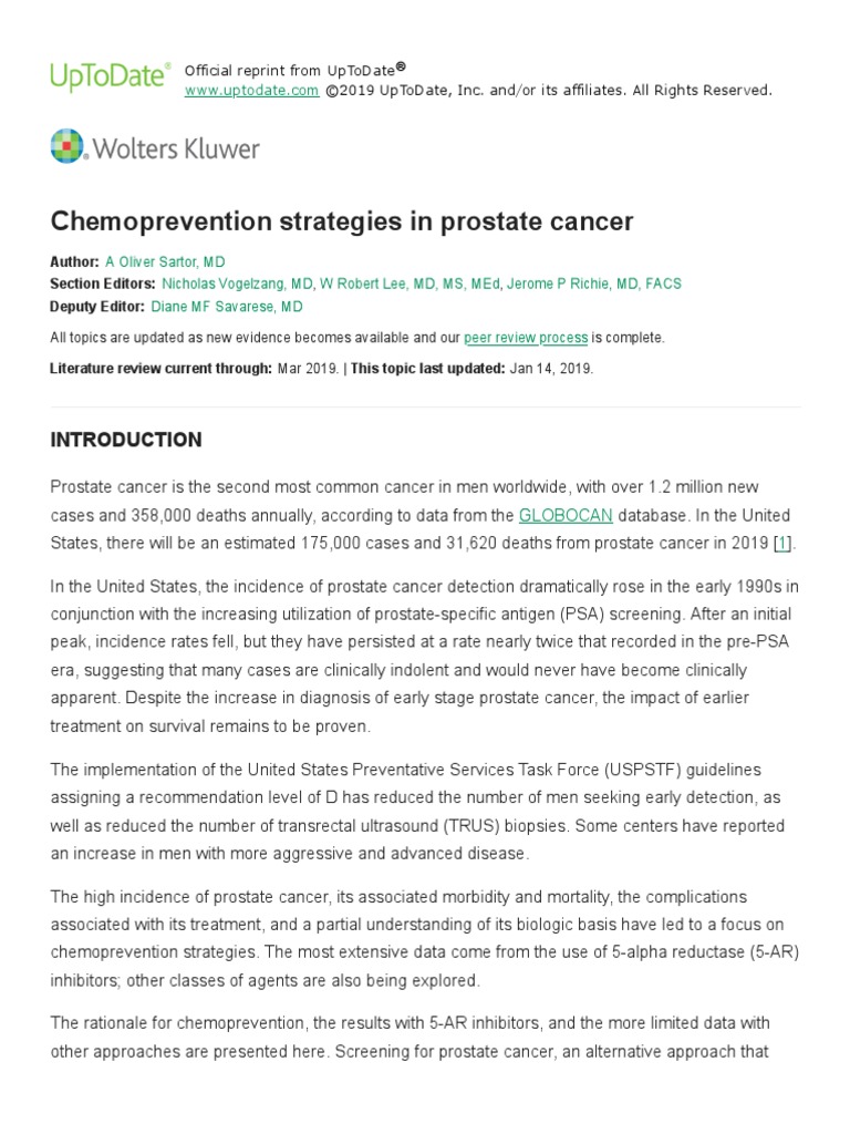 Chemoprevention Strategies in Prostate Cancer UpToDate PDF PDF