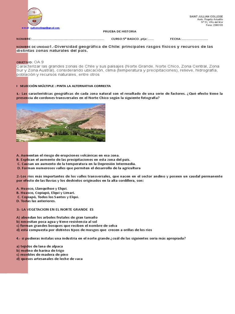 Características del Norte Grande y Chico | PDF | Chile | Ciencias de la ...
