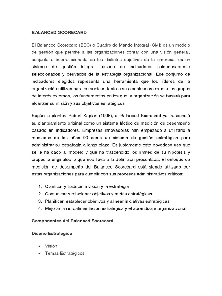 Guía del Balanced Scorecard en Empresas | PDF | Calidad (comercial ...