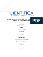 Acidificación de Suelo Por Sulfuros y Drenaje Acido en Mina