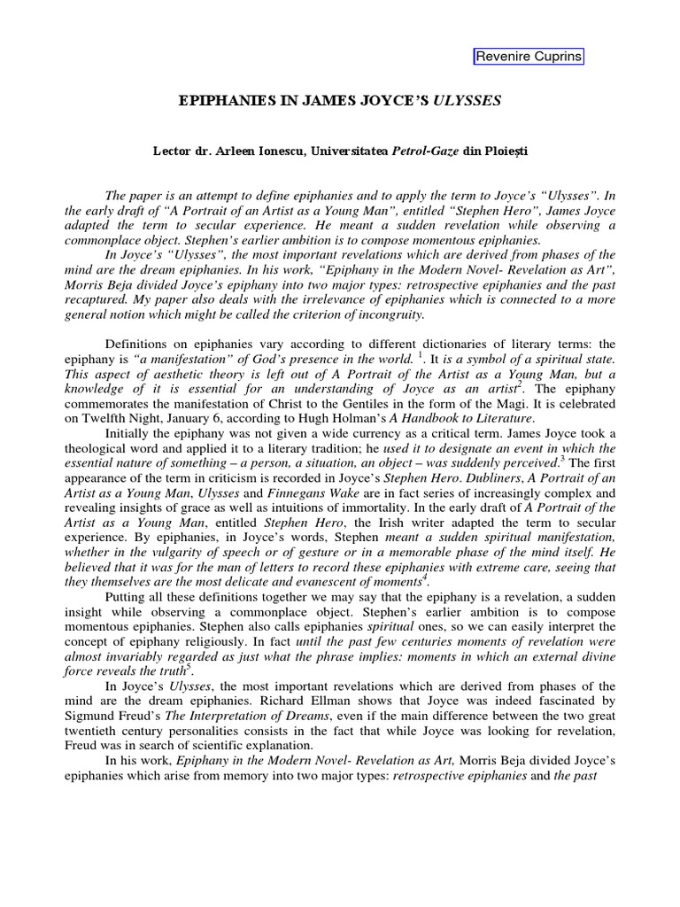 Epiphanies in Ulysses PDF PDF Ulysses (Novel) James Joyce