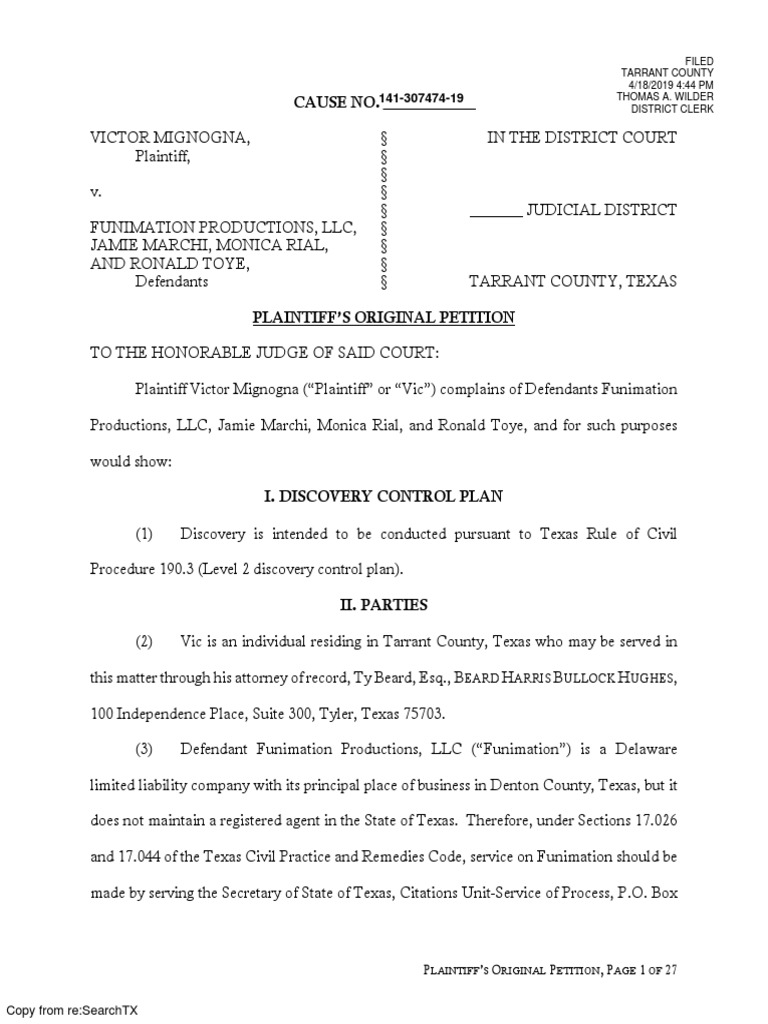 Plaintiff's Original Petition PDF Tortious Interference Damages