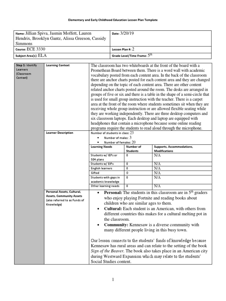 5th Grade ELA Lesson Plan | PDF | Educational Assessment | Reading ...