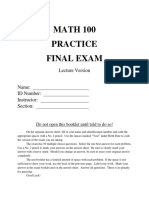 Math 100 Practice Final Exam Lecture