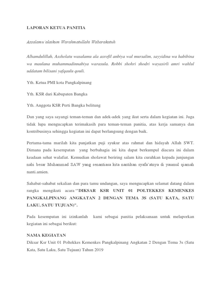 Kata Sambutan Ketua Panitia