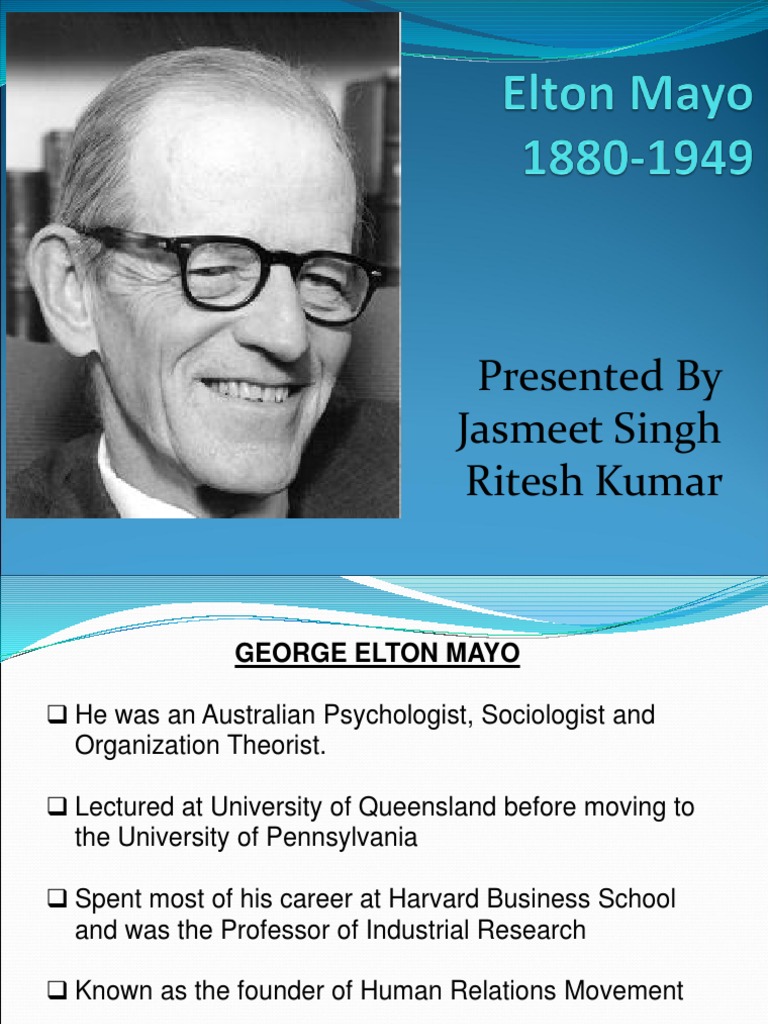 Assignment Elton Mayo PDF Organizational Behavior Psychology