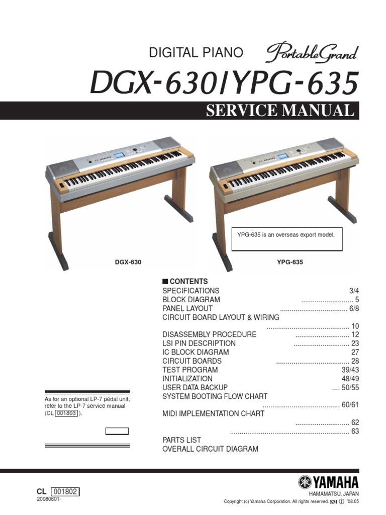 CL001802 DGX-630 Ypg-635 PDF | PDF | Solder | Usb