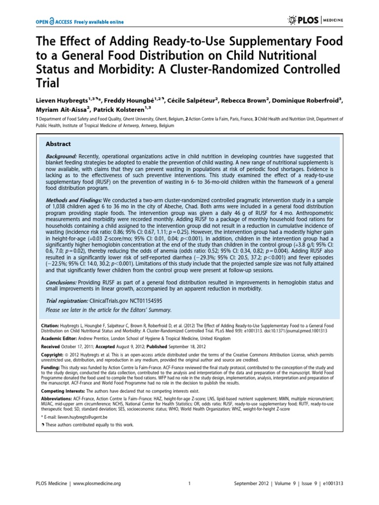The Effect of Adding Ready-To-Use Supplementary Food To A General Food ...