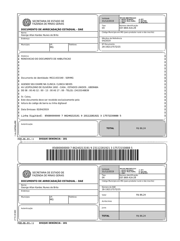 Documento de Arrecadação Estadual DAE | PDF | Thriller criminal | Business