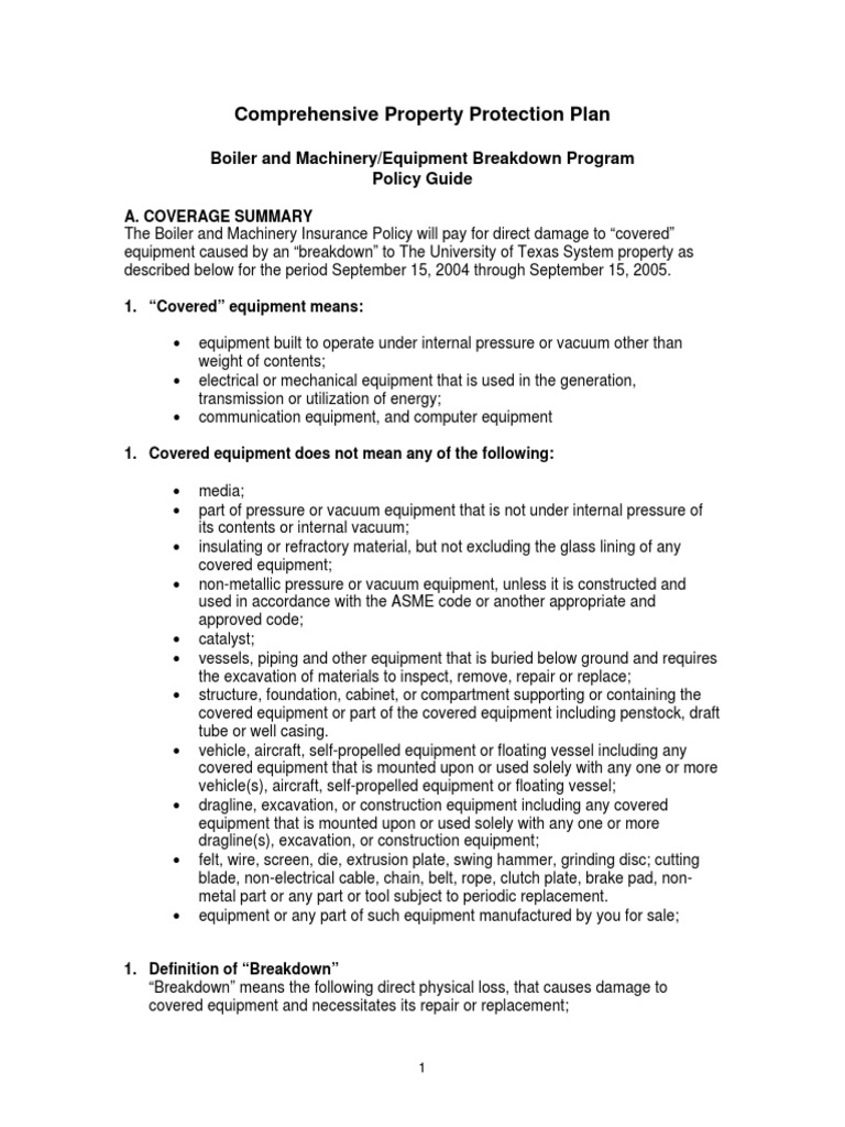 Comprehensive Property Protection Plan: A Guide to Boiler and Machinery Coverage and Exclusions 