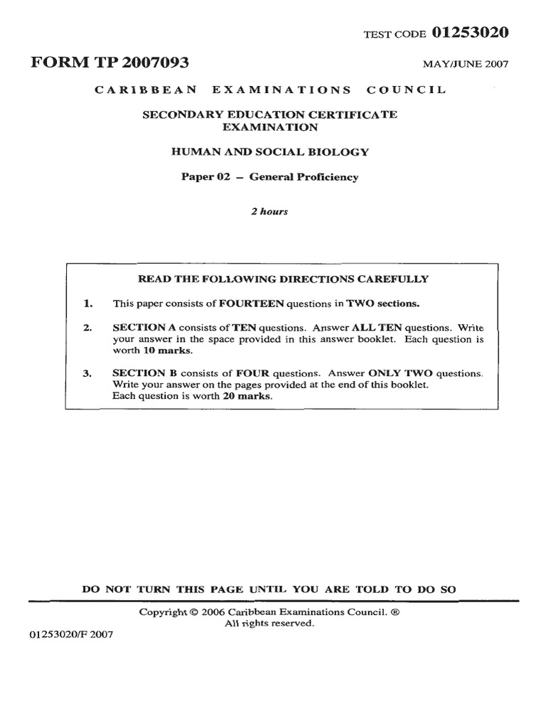 Csec Hsb June 2006 P2 Pdf Atrium Heart Vein