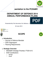 DOD Presentation To The PCD&MV Department of Defence 2014 Annual Performance Plans