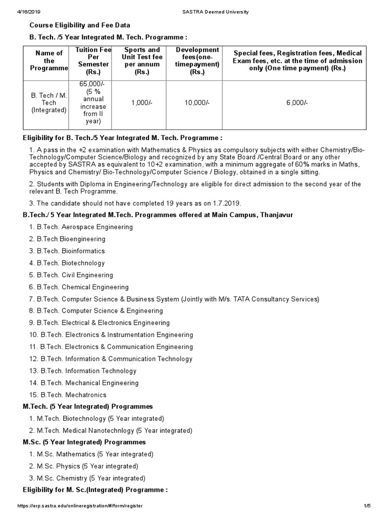 SASTRA Deemed University 1 PDF Optometry Bachelor s Degree