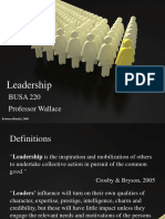 Leadership: BUSA 220 Professor Wallace