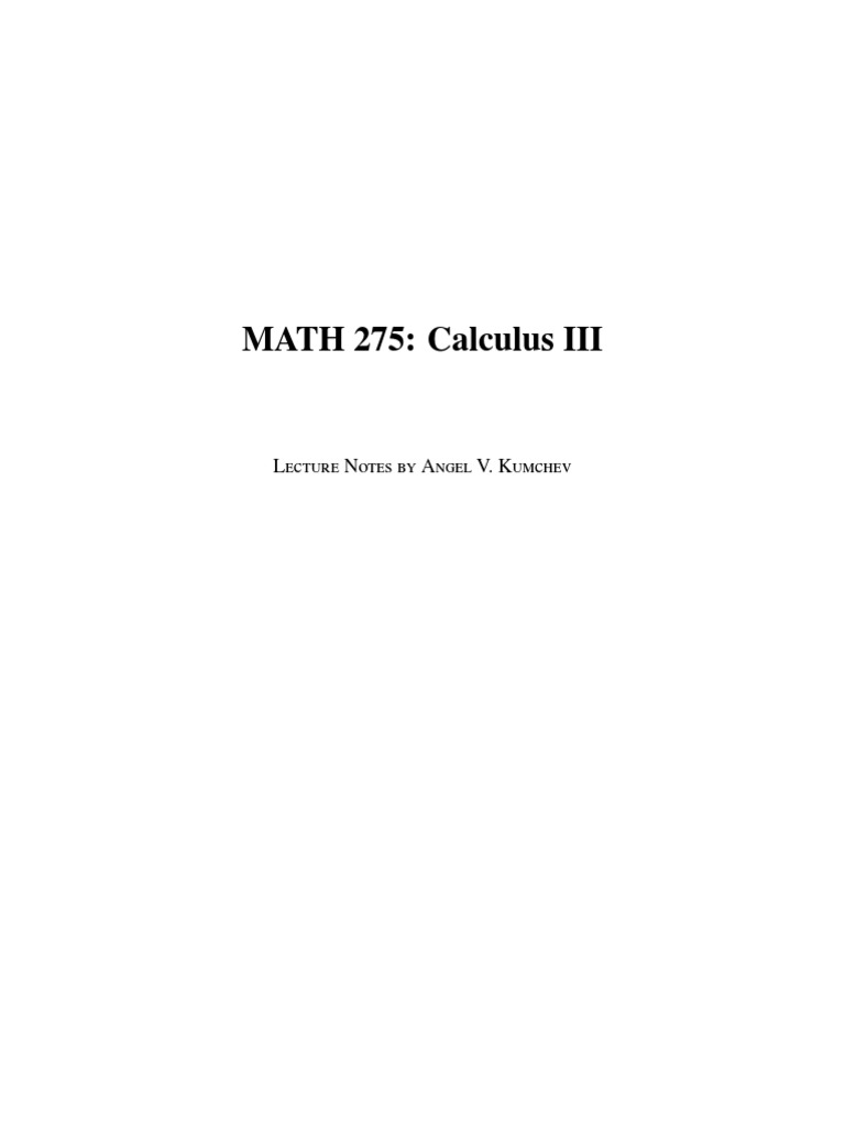 Calculus III Lecture Notes Overview | PDF | Cartesian Coordinate System ...