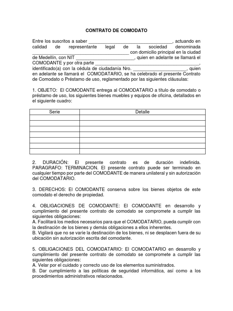 Contrato de Comodato Equipos de Computo | PDF | Gobierno