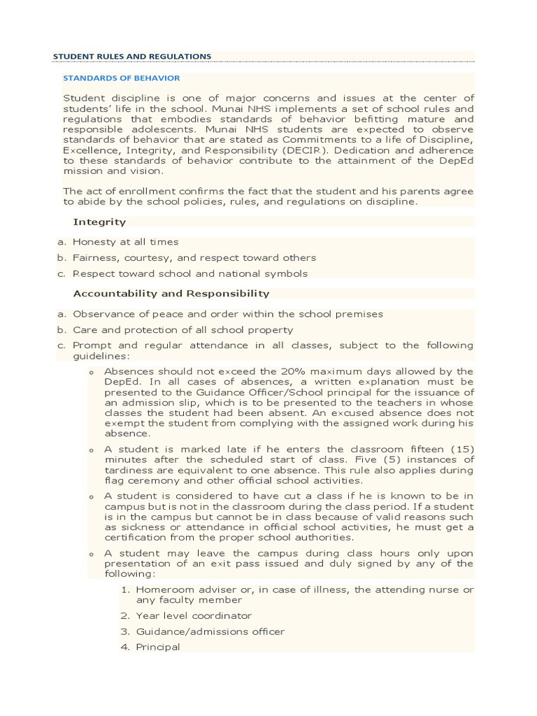 Student Discipline and Behavior Guidelines | PDF | Hairstyle | Curriculum