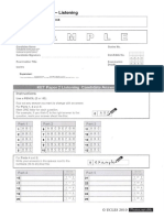 KET Listening Sample Answer Sheet