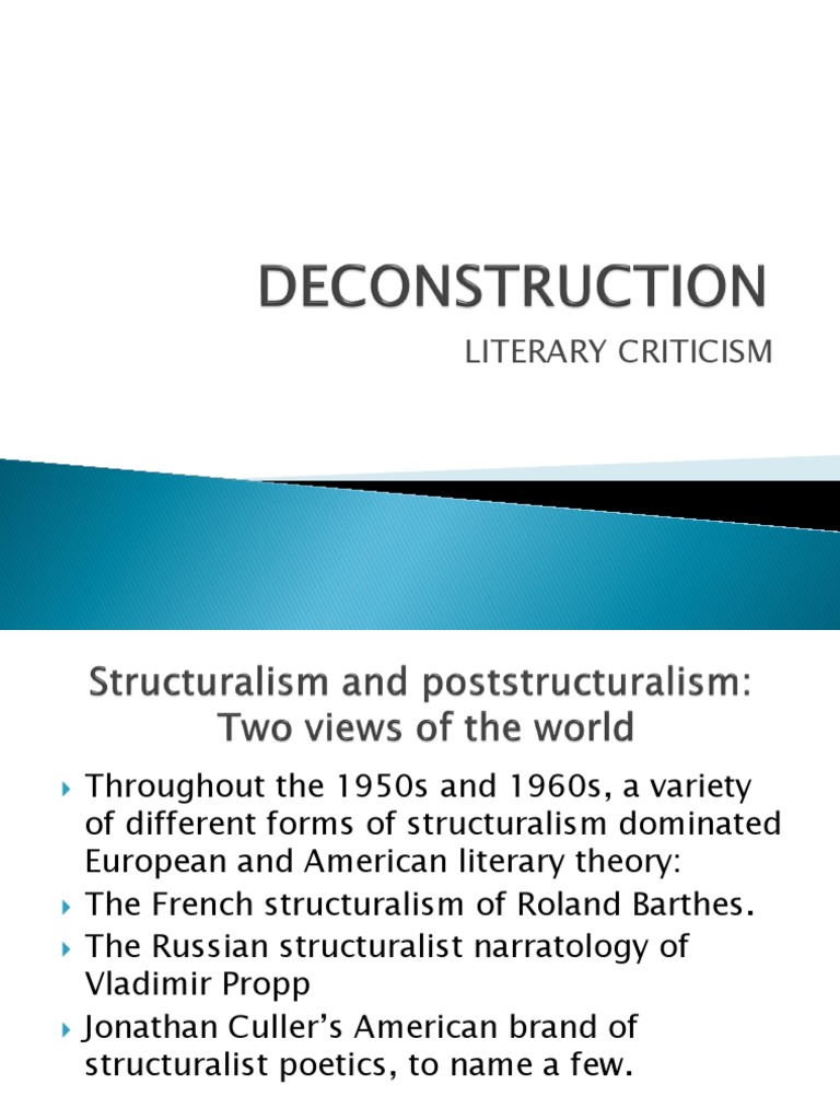 Deconstructing Modernism An Analysis of Structuralism