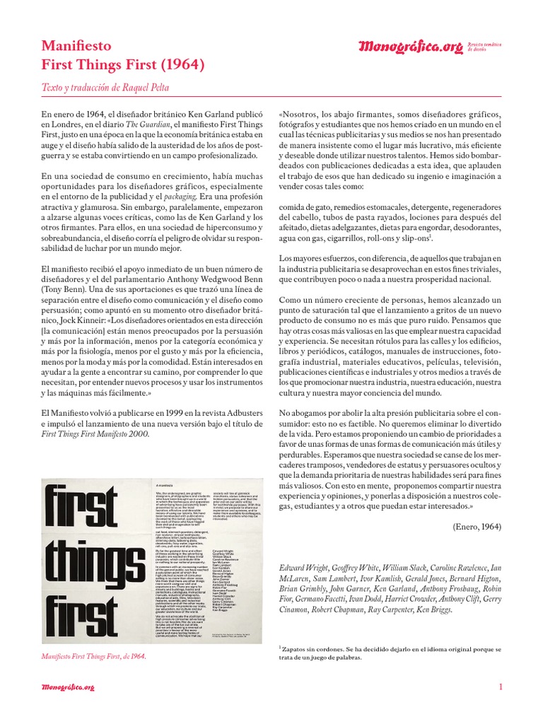 Manifiesto First Things First PDF Diseño