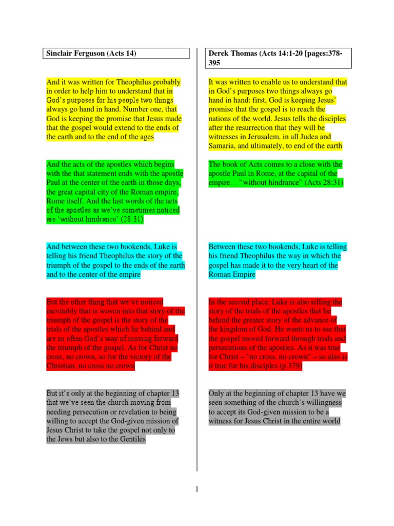 Derek Thomas Plagiarizes Sinclarferguson On Acts 14 Acts Of The Apostles Gospel Of Luke