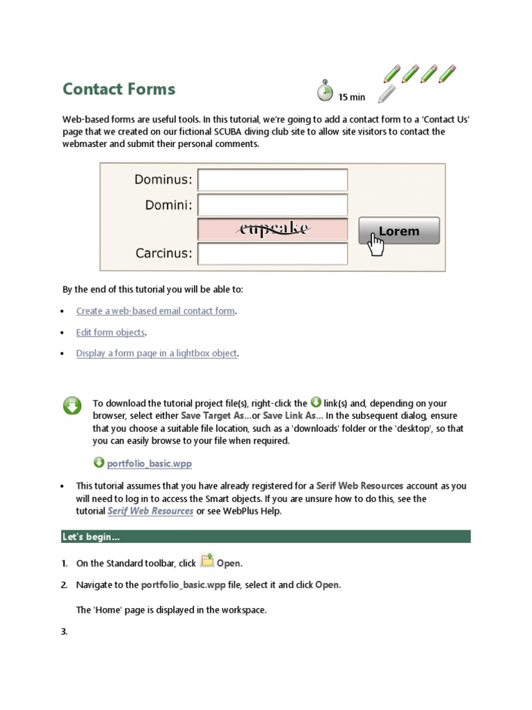 Webplus - Contact Forms | PDF | Hyperlink | World Wide Web