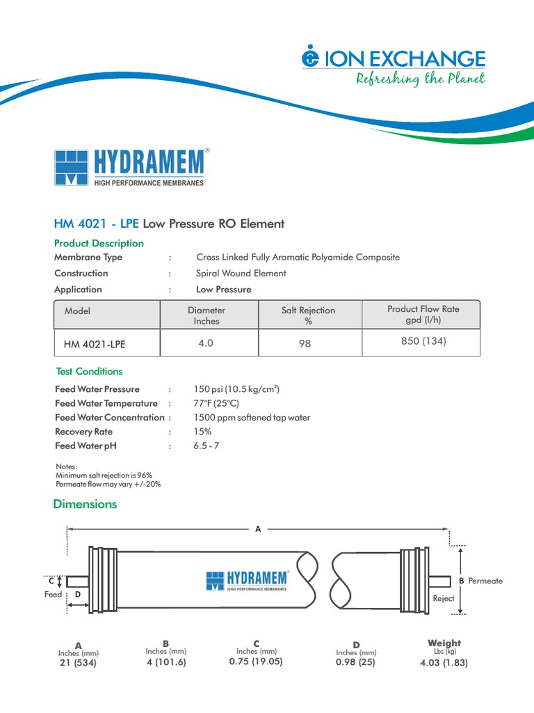 Hydramem 4021 Lpe | PDF | Membrane | Water
