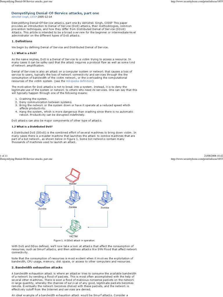 Demystifying Denial of Service Attacks | PDF | Denial Of Service Attack ...