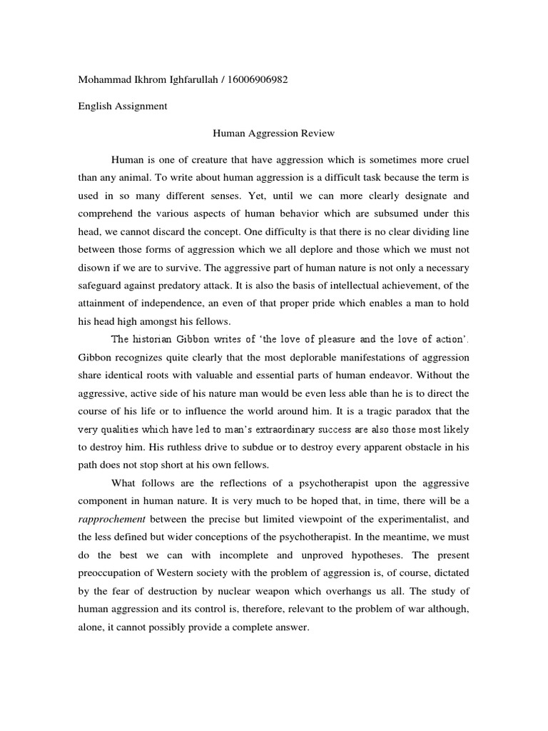 Understanding Human Aggression Dynamics | PDF