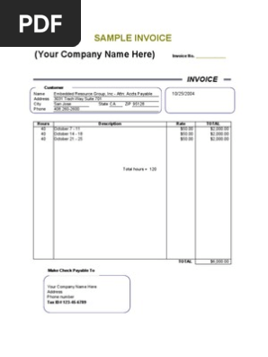 Independent Contractor Sample Invoice