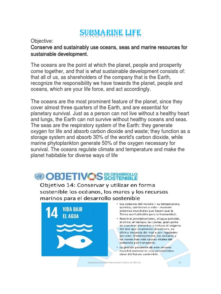 Submarine Life: Conserve and Sustainably Use Oceans, Seas and Marine ...