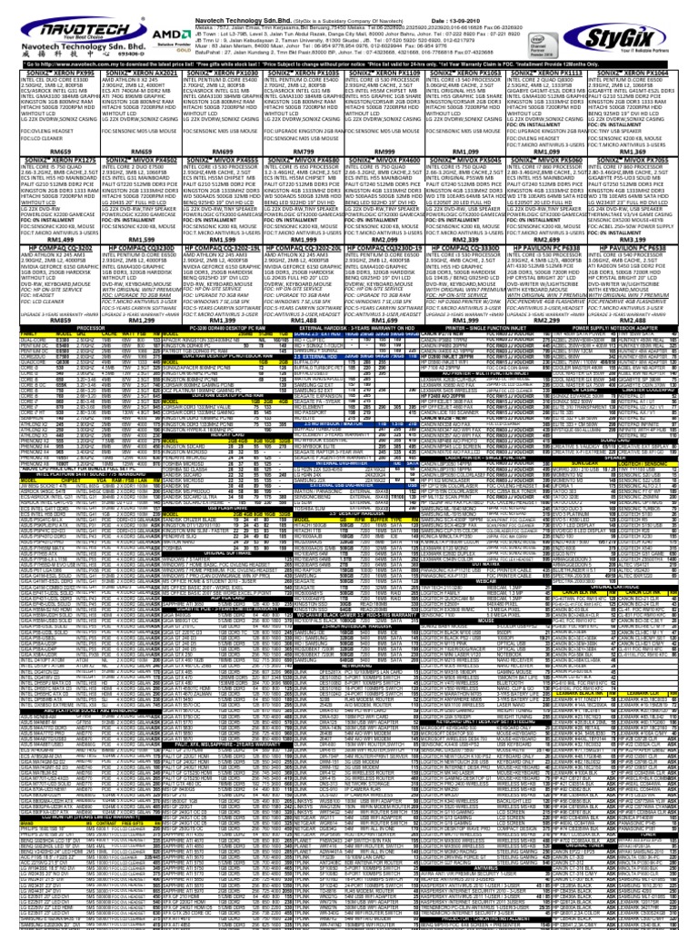 Price List PDF Advanced Micro Devices Computer Hardware