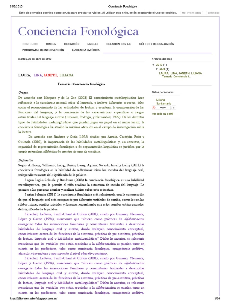 Definición y Origen de Conciencia Fonológica | PDF | Fonología | Palabra