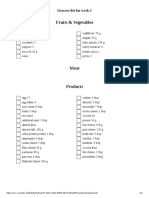 Grocery List For Week 1