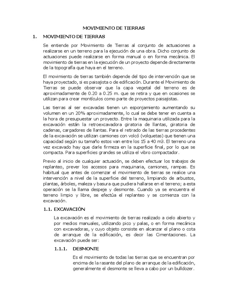 Informe sobre Movimiento de Tierras | PDF | Fundación (Ingeniería) | Suelo