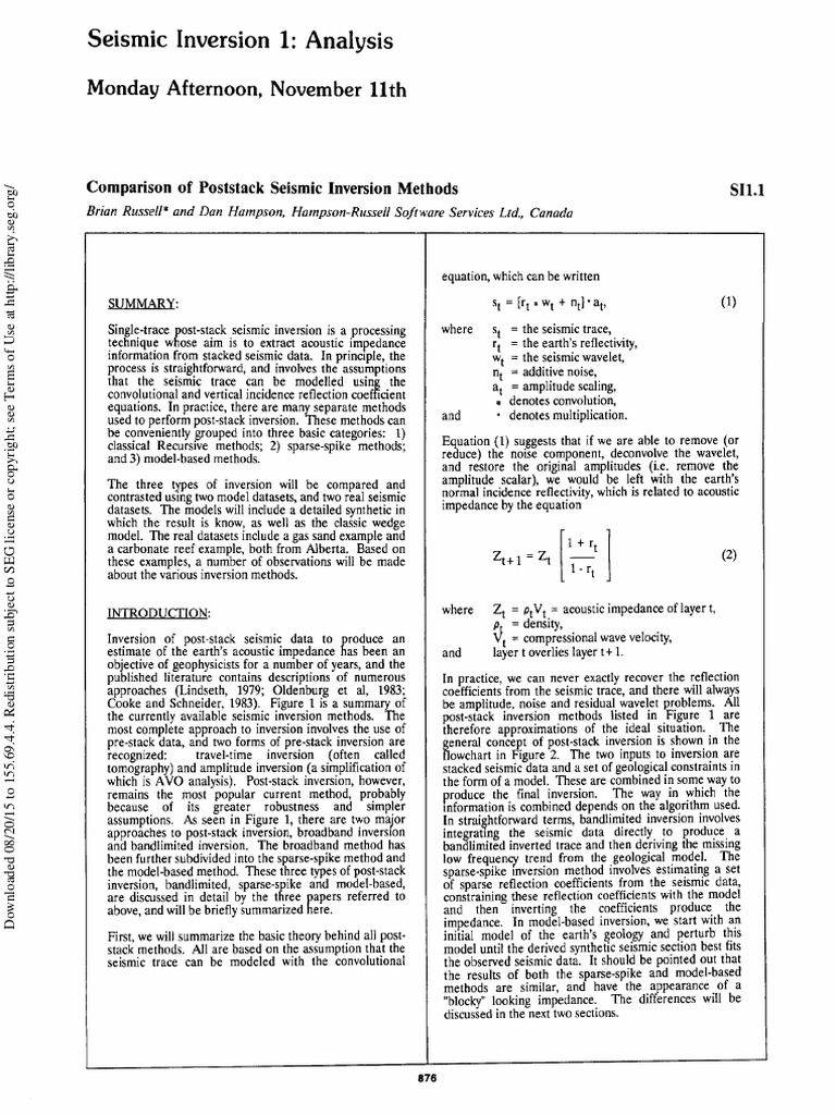 Post Stack Inversion PDF | PDF | Algorithms | Applied Mathematics