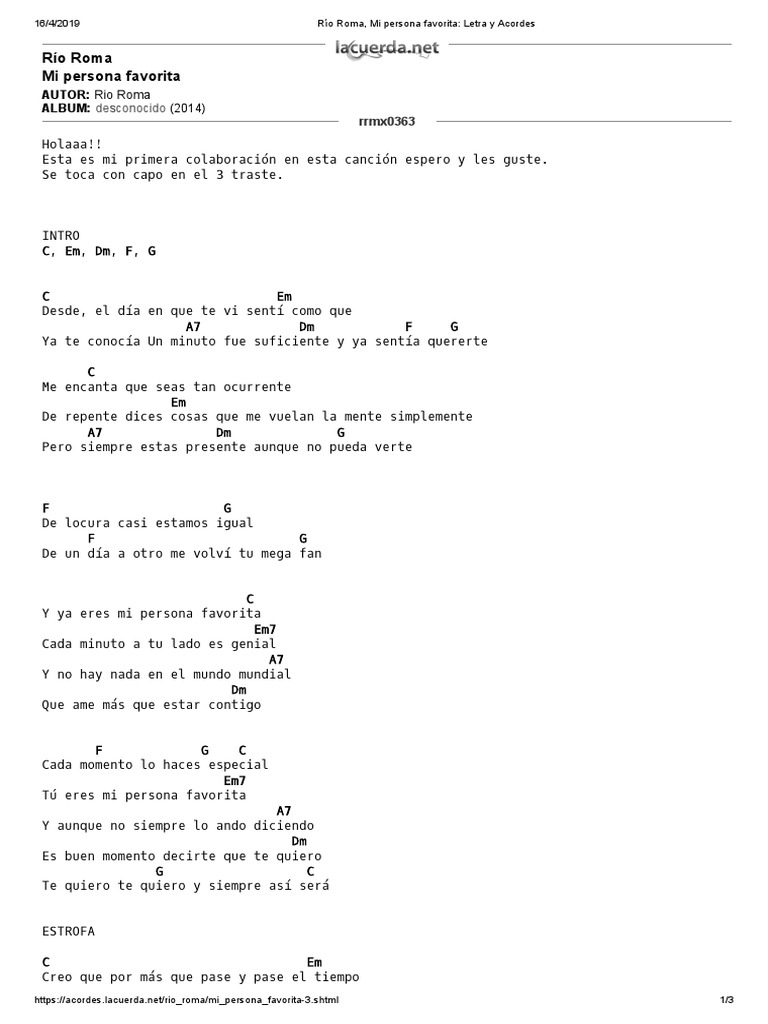 Mi Persona Favorita Letra Y Acordes Musica Grabada Albumes