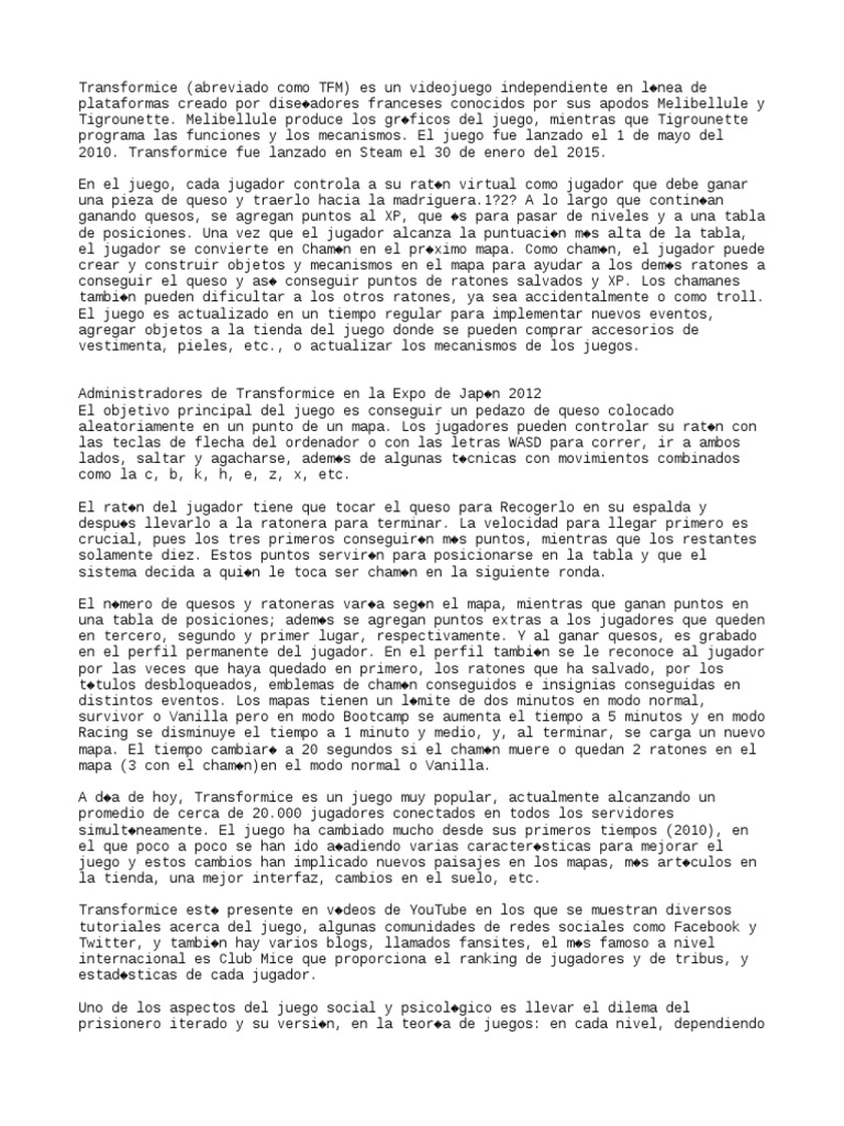Transformice | PDF | Videojuegos | Ocio