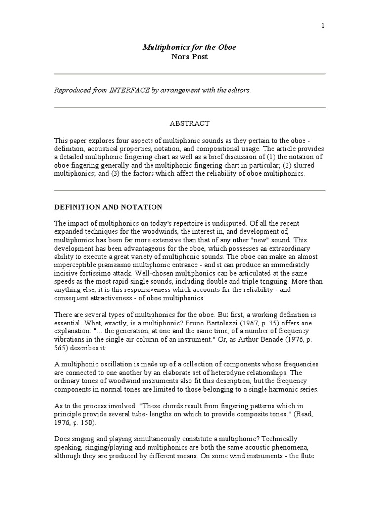 Oboe Multiphonics Download Free PDF Oboe Pitch (Music)