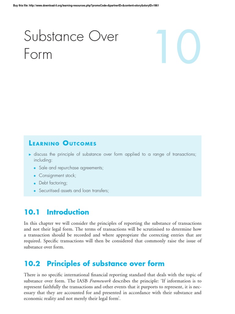 Substance Over Form Pdf International Financial Reporting Standards Balance Sheet