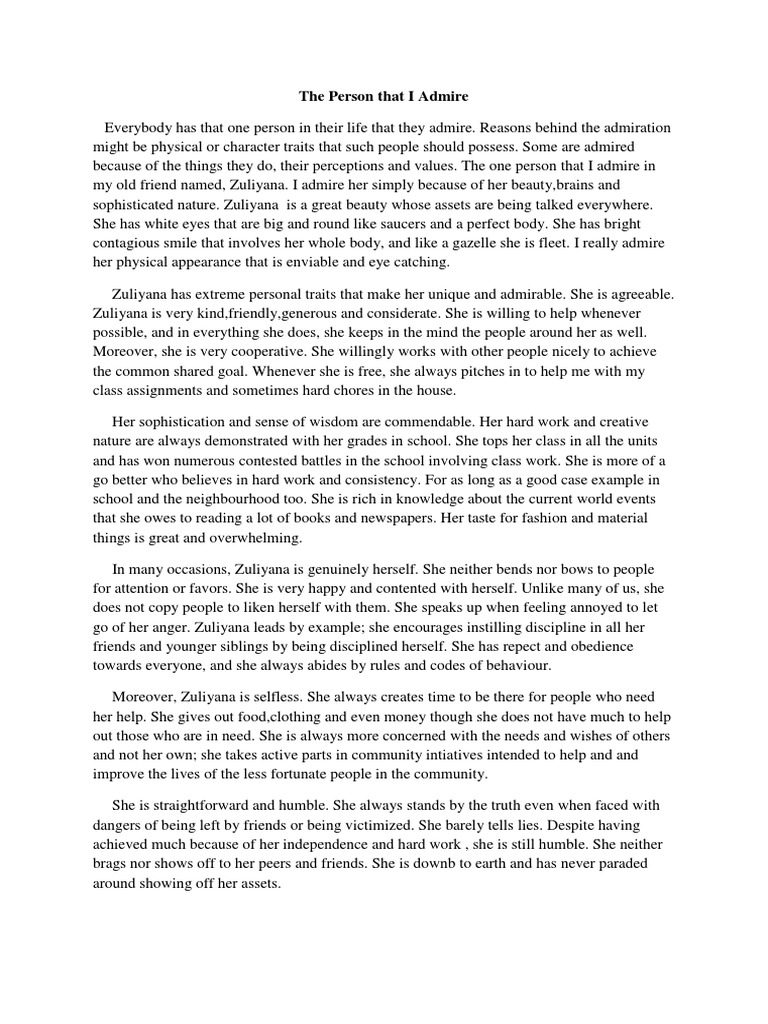 The Person that I Admire Psychological Concepts Psychology