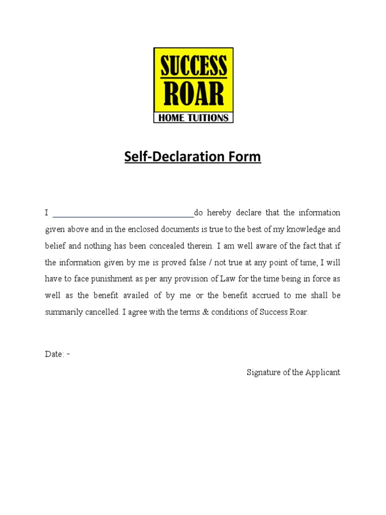 Self Declaration Format | PDF