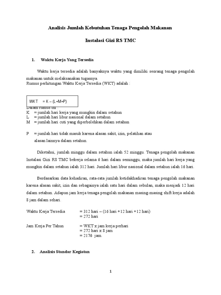 Analisis Kebutuhan Tenaga Pengolah Makanan Pdf