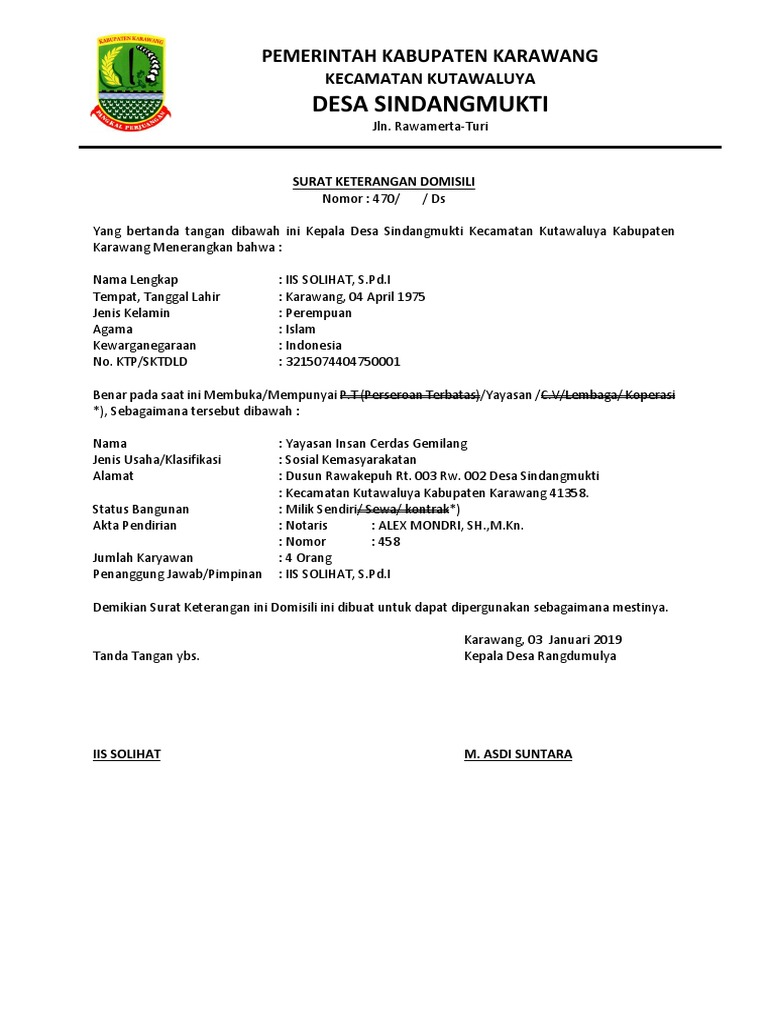Surat Keterangan Domisili