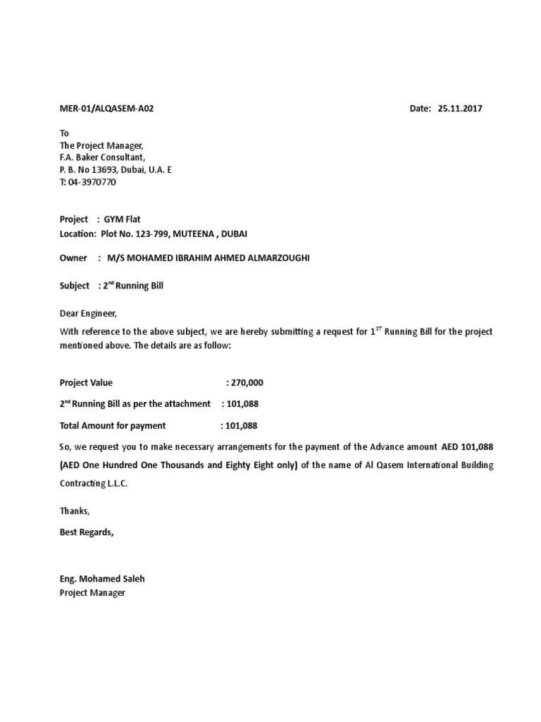 2nd Running Bill GYM | PDF