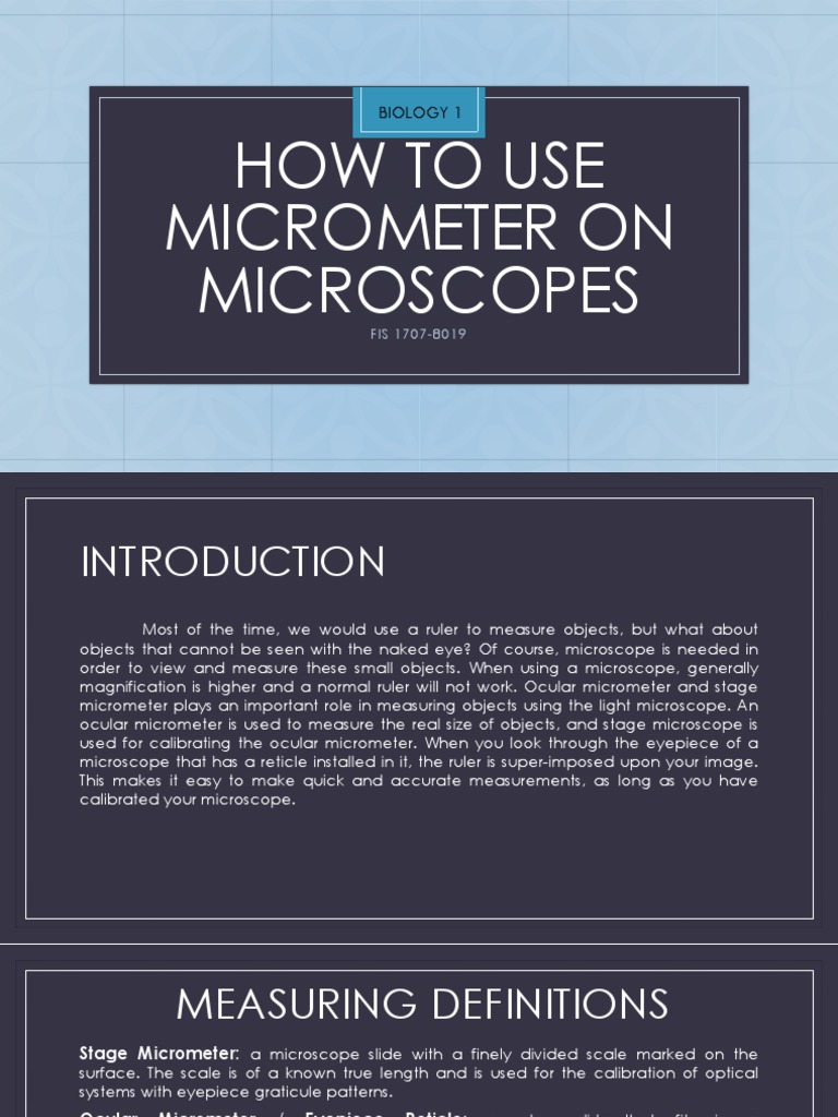 How To Use Micrometer On Microscopes Biology 1 PDF Laboratory