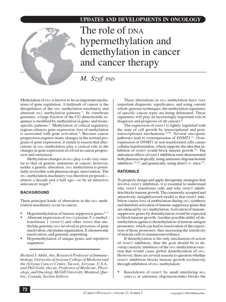 DNA Methylation Cancer | PDF | Dna Methylation | Regulation Of Gene ...