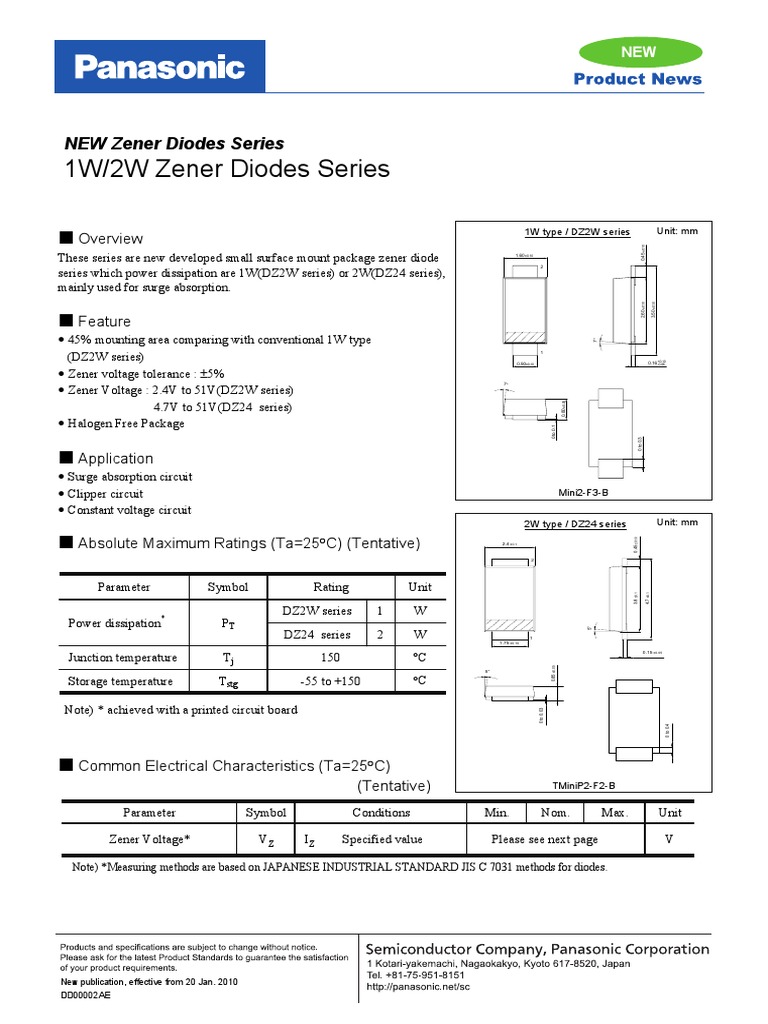 Datasheet Diodos 1W y 2W PDF Diode Semiconductors