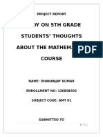 Study On 5Th Grade Students' Thoughts About The Mathematics Course