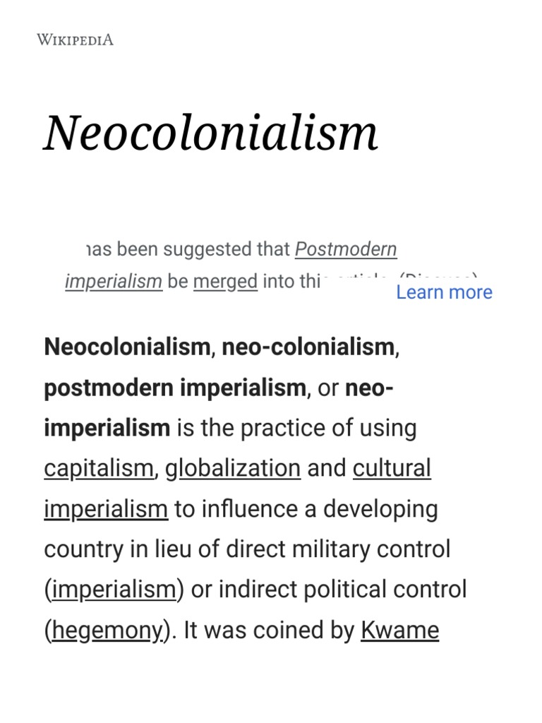 Neocolonialism Pdf Postcolonialism Global Politics